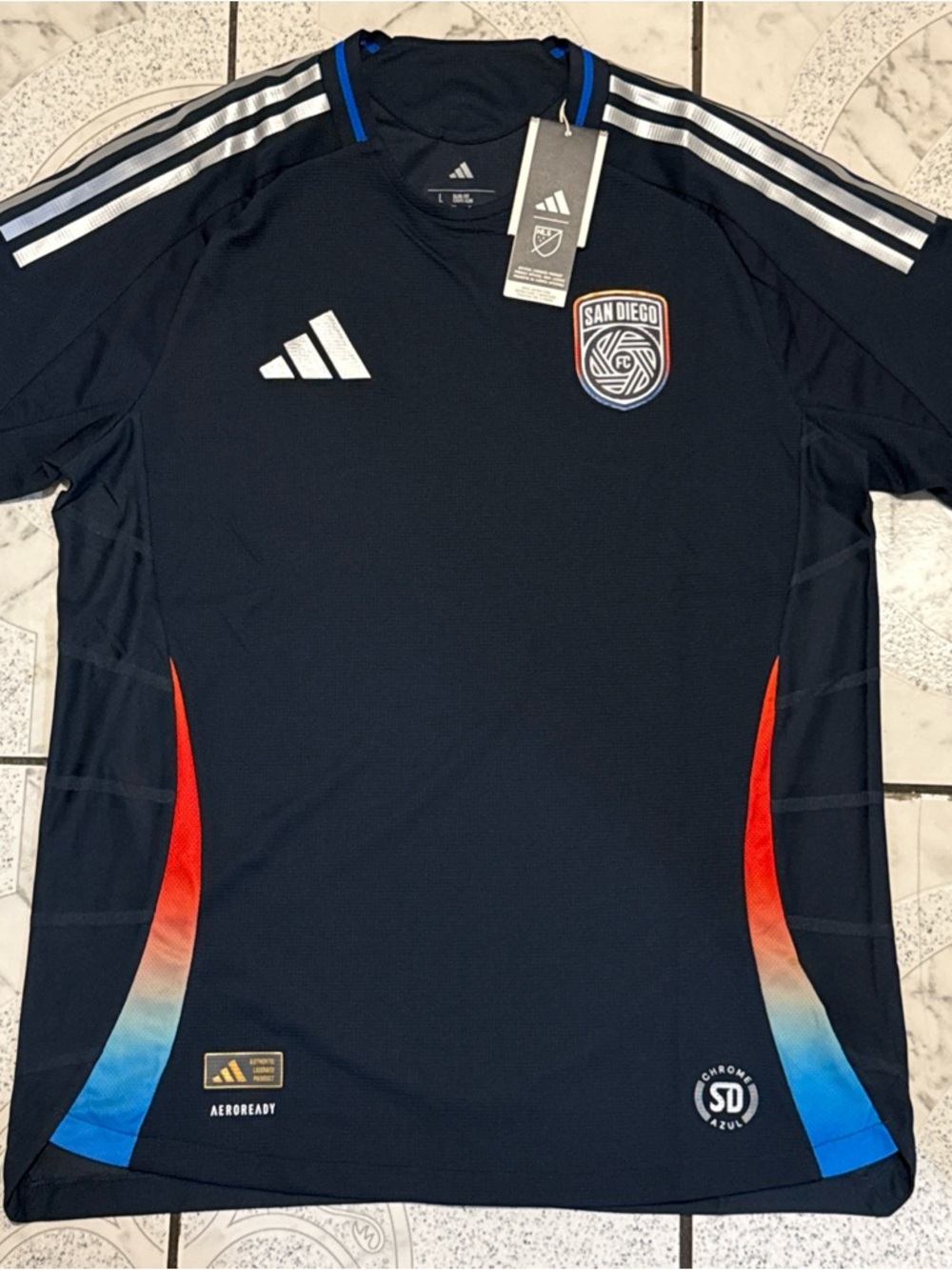 New San Diego FC 25/26 Home Authentic Soccer Jersey Blue Men’s Size Large JF2739